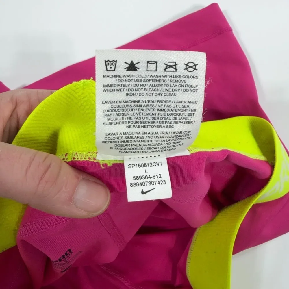 Nike Pro Kids Pink & Yellow Shorts – Size L